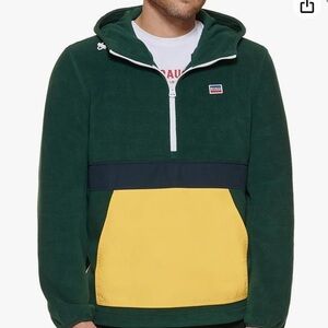 New Levi’s cooor block green yellow fleece pullover size xxl